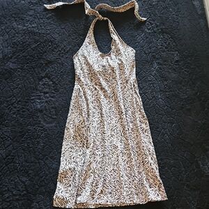 Stylish Black and Cresm Halter Dress